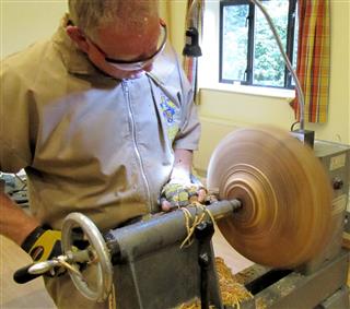 Tony starts on his first piece. A monkey puzzle bowl